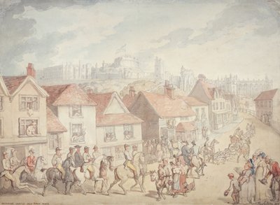 Windsor Castle vanuit Eton Town, 1800 door Thomas Rowlandson